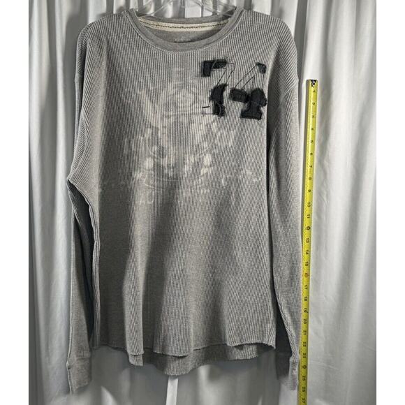 Red Camel Graphic Waffle Long Sleeves T Shirt, Gray & Blue, Sz: L, 76-32 - Picture 11 of 16